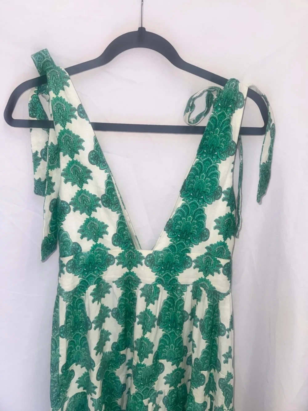 House of Harlow 1960 Green and Cream Floral Linen blend Midi Dress - Picture 4 of 7